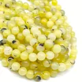 Polished natural lemon yellow round stone beads with black inclusions for DIY jewelry making - 6mm (Approx 62 Beads)/Strand / Yellow Prehnite