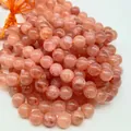 High quality loose pink strawberry quartz round beads for DIY jewelry making and crafts - 6mm (Approx 62 Beads)/Strand / Orange Stone