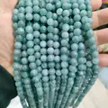 Natural style round light green translucent stone loose beads for DIY jewelry making strands - 6mm (Approx 62 Beads)/Strand / Emerald Green