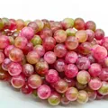 High-quality polished pink and green gradient round crystal beads for DIY jewelry making - 6mm (Approx 62 Beads)/Strand / Watermelon Tourmaline Color