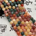 Multi-color natural stone round beads for DIY jewelry making with polished finish - 6mm (Approx 62 Beads)/Strand / Red Rabbit Hair Quartz (White Jade Optimized)