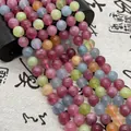 High-quality round multi-colored semi-precious gemstone loose beads for DIY jewelry - 6mm (Approx 62 Beads)/Strand / Multicolor Tourmaline (White Jade Optimized)
