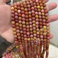 Natural polished round stone beads in assorted shades of pink peach and orange colors - 6mm (Approx 62 Beads)/Strand / Ruby Alashan