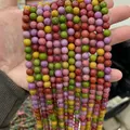 Handheld strands of multicolored round amethyst gemstone beads in lavender and green - 6mm (Approx 62 Beads)/Strand / Colorful Alashan