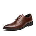 Klassische braune Leder-Business-Schuhe für Herren mit Schnürung und spitzer Form - 38 / Britische Schnürschuhe mit spitzer Zehe (216) / Braun