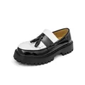 Klassische Herren Slipper in Schwarz-Weiß mit Quasten und markanter Plateausohle - 38 / Schwarz-Weiß -1