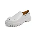 Klassische weiße Lackleder-Plateau-Loafer für Herren mit dekorativen Nietendetails - 38 / Weiß 05