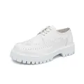 Elegante weiße Brogue-Schuhe aus Leder für Herren mit moderner dicker Plateausohle - 38 / Weiß 03