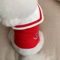 Red and white pet sailor t-shirt with navy anchor embroidery for small dogs - XS / Red