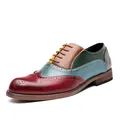 Élégantes chaussures richelieu en cuir coloré pour hommes au style classique wingtip - 38 / Rouge