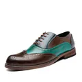 Chaussures richelieus classiques pour hommes en cuir bicolore marron et bleu canard. - 38 / Marron