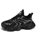 Men's breathable mesh athletic shoes with thick-soled dad shoe design in black - 36 / Casual Style (L003) / Black (L003)
