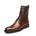 Stivali stringati da uomo in pelle bicolore marrone in stile classico britannico - 38 / Marrone