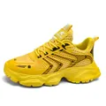 Vibrant yellow breathable mesh dad shoes for men and women with thick cushioning soles. - 36 / Casual Style (L003) / Yellow