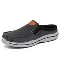 Mocassins gris en toile pour hommes avec semelle blanche légère pour le quotidien - 40 / Style 8819 (Noir)