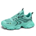 Αναπνεύσιμα μέντα πράσινα πλέγματα chunky sneakers για άνδρες με χοντρή σόλα και αθλητικό σχέδιο - 36 / Casual Στυλ (L003) / Χου Λαν