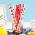 Cannucce di carta usa e getta rosso e bianco modelli misti ecologiche festa 100 pezzi - Serie rossa, mix casuale