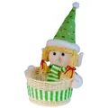 Christmas elf plush candy basket decoration for festive desktop fruit storage gift - Green