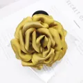 Elegant golden yellow silk rose flower hair claw clip for elegant updo hairstyles - 10cm Flower Claw / Turmeric