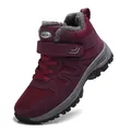 Burgunderfarbene hohe Winter-Walkingschuhe für Senioren mit warmem Plüsch-Fellfutter - 35 / Lila