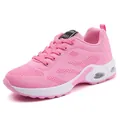 Chaussures de course respirante en maille rose avec semelle à coussin d'air femme - Rose