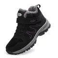 Schwarze Thermo-Winterwanderschuhe für Senioren mit Warmfutter und Klettverschluss - 35 / Schwarzviolett