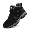 Warme schwarze Winter-High-Top-Wanderschuhe mit grauem Fleecefutter und rutschfester Sohle - 39 / Herren Schwarz
