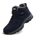 Marineblauer, warm gefütterter Hochschaft-Walkingschuh für Senioren mit Klettverschluss - 39 / Dunkelblau