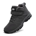 Warme dunkelgraue High-Top-Walkingschuhe für Senioren mit Fleecefutter und Klettverschluss - 39 / Herren Dunkelgrau