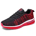 Zapatillas de running transpirables para hombre con tejido rojo y negro y suela aire - 39 / Negro Rojo