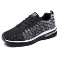 Zapatillas de running transpirables para hombre en punto negro y gris con suela de aire - 39 / Negro y Blanco
