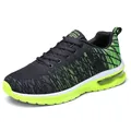 Zapatillas de running transpirables para hombre en negro y verde neón con cámara aire - 39 / Negro Verde