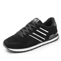 Casual zwarte herensneakers met vier witte strepen voor sport en outdoor reizen - 38 / Zwart