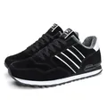 Zapatillas casual negras elegantes para hombre con forro polar cálido y rayas blancas - 38 / Estilo Térmico Felpa / Negro