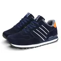 Zapatillas deportivas azul marino para hombre con forro polar y franjas blancas - 38 / Azul con Forro de Felpa