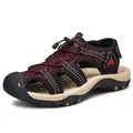 Sandales de plein air pour hommes en maille respirante, bout fermé, semelle antidérapante - 38 / Noir Rouge