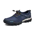 Ademende heren zomer outdoor sportschoenen van mesh met trekkoord in marineblauw - 38 / Blauw