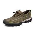 Ademende legergroene herensportschoenen van mesh voor buiten met snelvetersysteem - 38 / Khaki