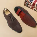 Elegant brown suede cap-toe oxford shoes for professional men's formal business wear. - 38 / Brown