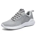 Ademende grijze mesh hardloopschoen voor heren met dikke witte zool sportief comfort - 37 / Grijs