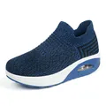 Zapatos de balancín transpirables de punto azul y negro con suelas acolchadas para mujer - 35 / Azul Celeste