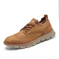Braune Herren-Freizeitschuhe mit stilvollen Brogue-Details und einer dicken Sohle. - 40 / Stil 553 / Gelb