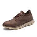 Lässige braune Brogue-Sportschuhe für Herren mit dicker beiger Sohle und Strickkragen - 40 / Stil 553 / Braun