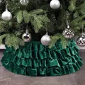 Jupe de sapin de Noël en velours vert à volants pour une décoration de fête élégante - Velours Vert Plissé