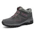 Bottes de neige grises durables pour hommes avec doublure en fourrure et accents roses - 35 / Rose Gris Rouge Femme