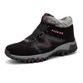Bottes de neige d'hiver noires pour hommes avec accents roses et doublure en fourrure. - 35 / Noir Rose Femme