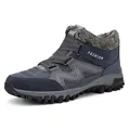 Bottes de neige d'hiver bleu marine pour hommes avec doublure en fausse fourrure chaude - Gris Foncé Homme