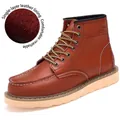 Classic brown leather martin boots with breathable lining and white moc toe stitching - 38 / Single Layer Leather Lining (0027) / Brown