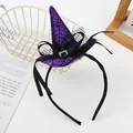 Purple Halloween witch hat headband with black spider web pattern for kids and parties - Purple Spider Web Texture (G)