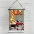 Feestelijke verlichte kerstmuurbanner met een vintage rood auto-ontwerp decoratie - Auto Stijl